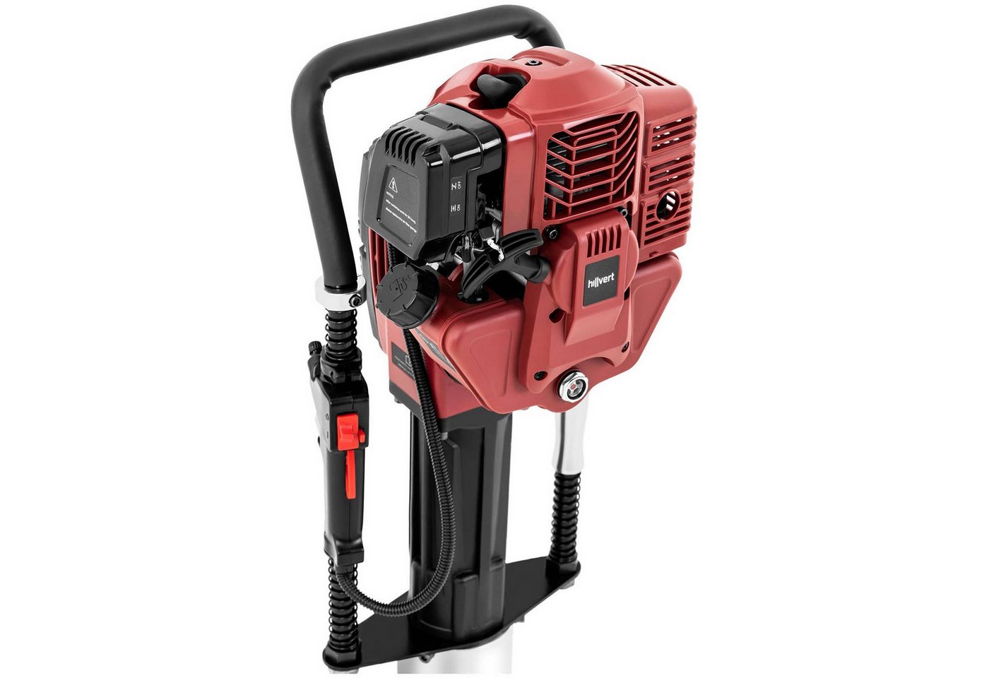 Hillvert Erdbohrer Motor Pfahlramme 1500 W Ø 90 mm Pfostenramme Zaunpfahlramme Benzin, max. 5000 U/min