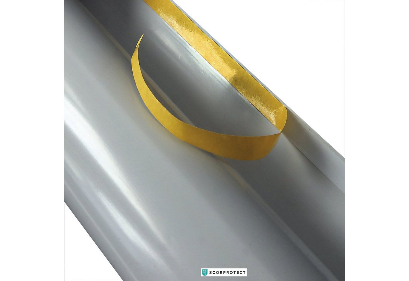 Scorprotect® Steinwolle PVC Folienzuschnitt selbstklebend hellgrau für gedämmte Rohre Bild 3