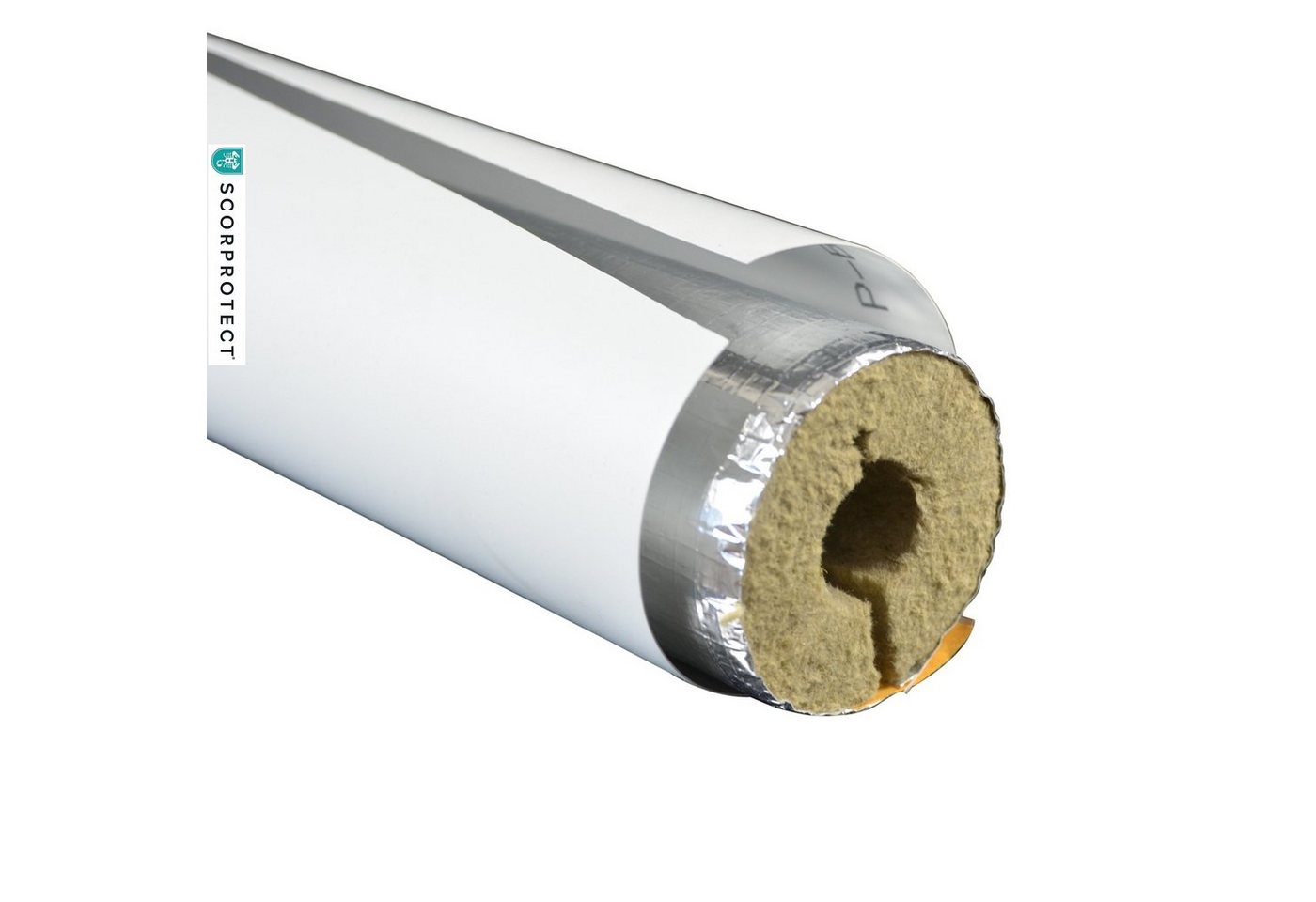 Scorprotect® Steinwolle PVC Folienzuschnitt selbstklebend hellgrau für gedämmte Rohre Bild 5