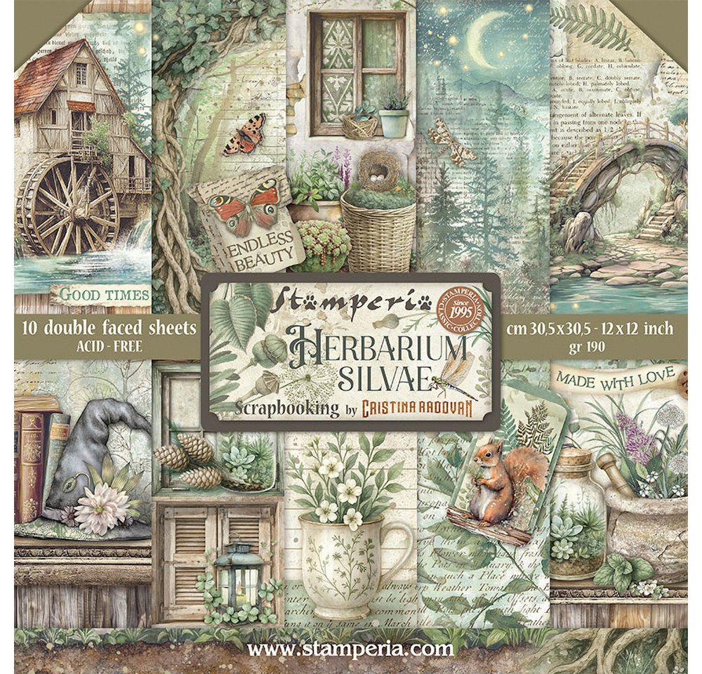 Stamperia Motivpapier Scrapbook-Block Herbarium Silvae, 10 Blatt