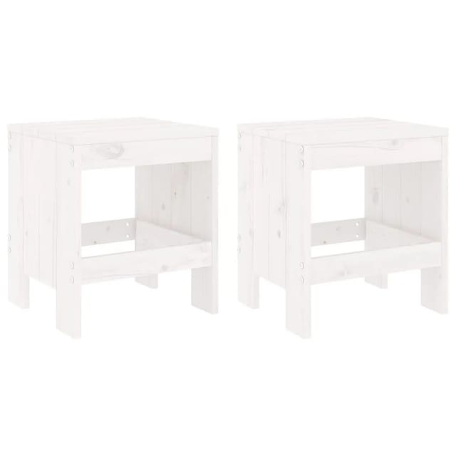 vidaXL Gartenhocker 2 Stk Weiß 40x36x45 cm Massivholz Kiefer 825339