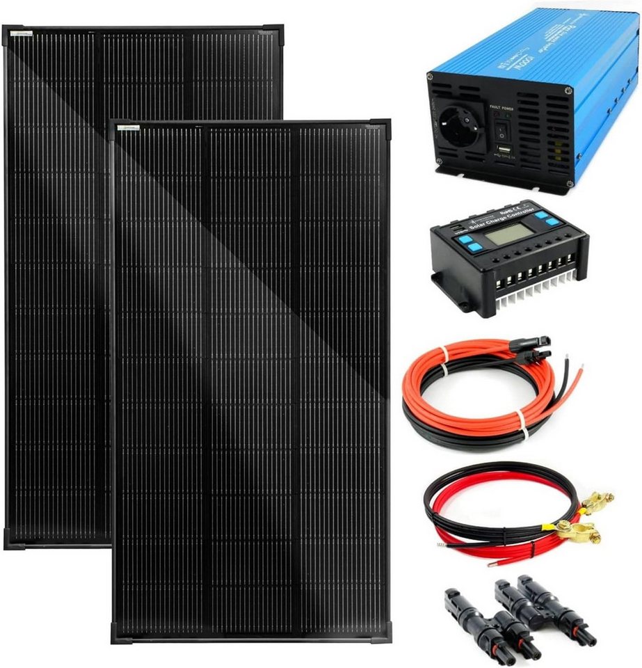 solartronics Solarmodul Set: 2x 120W Solarpanel, TS 1000W Wandler, 20A Laderegler, Zubehör, Monokristallin, (Set) Bild 3