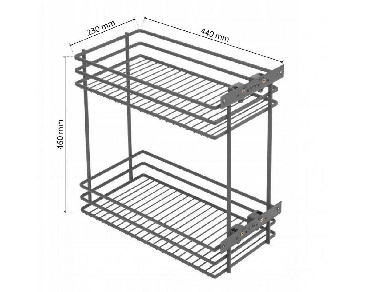 Prima-Online Auszugsunterschrank Unterschrank-Auszug Küchenauszug 30cm 2 Etagen Anthrazit Soft-Close