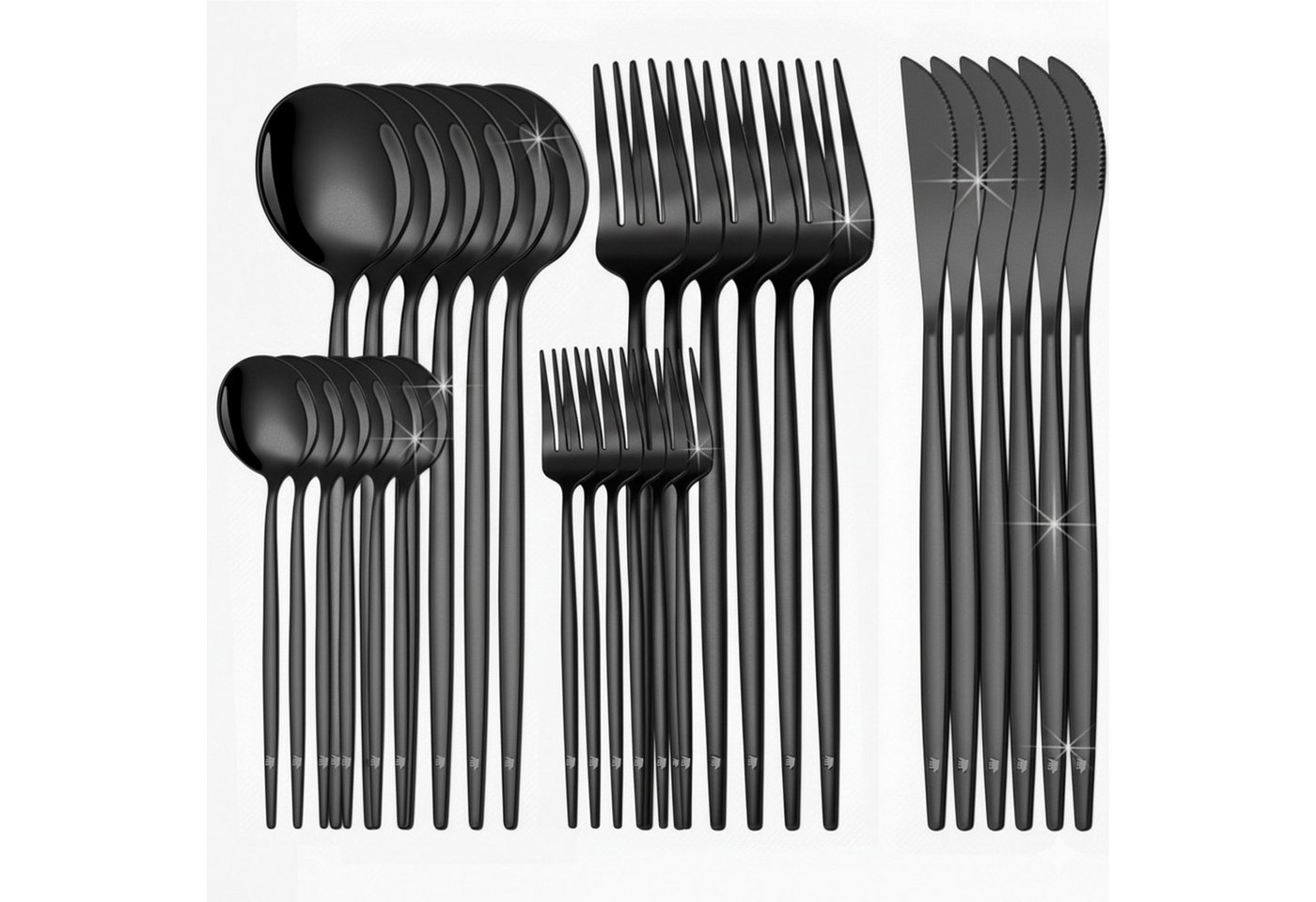 Roxlin Besteck-Set Roxlin Besteckset 30-tlg Standard Design, Gold/Schwarz/Rosa/Silber