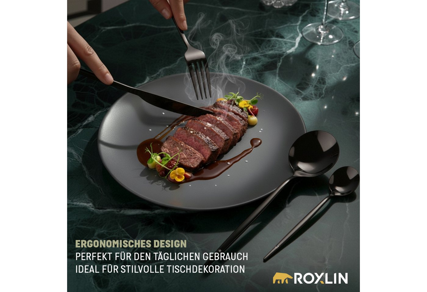 Roxlin Besteck-Set Roxlin Besteckset 30-tlg Standard Design, Gold/Schwarz/Rosa/Silber Bild 5