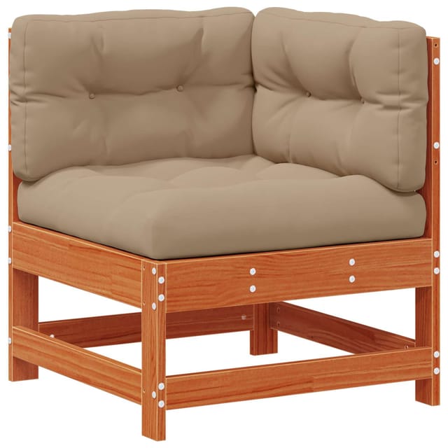 vidaXL Gartenecksofa Massives Kiefernholz Wachsbraun 865466