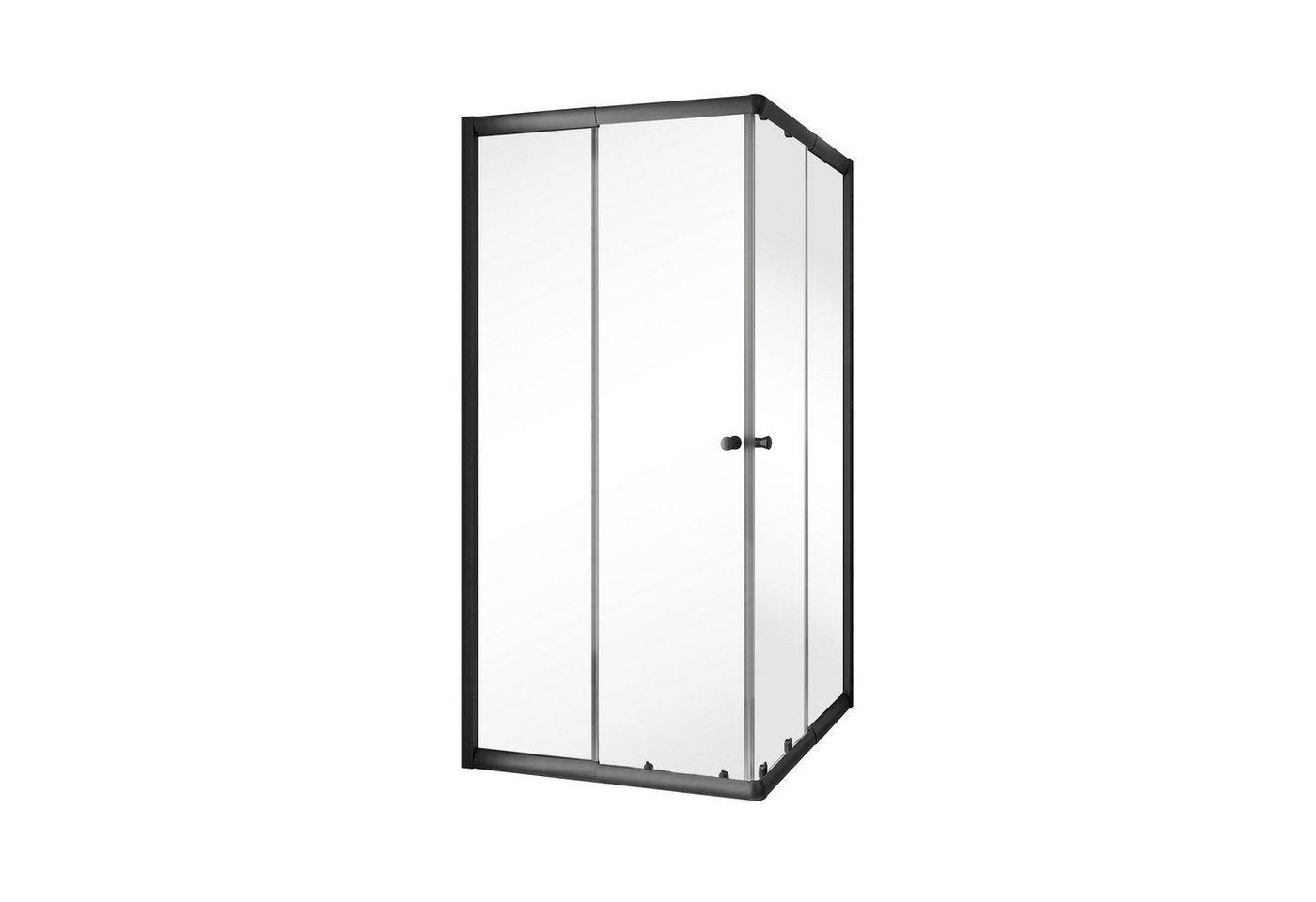 Schulte Eckdusche Corner, BxT: 80x80 cm, Sicherheitsglas, Eckeinstieg mit Schiebetüren, 180 cm hoch Klar Hell Profil Schwarz