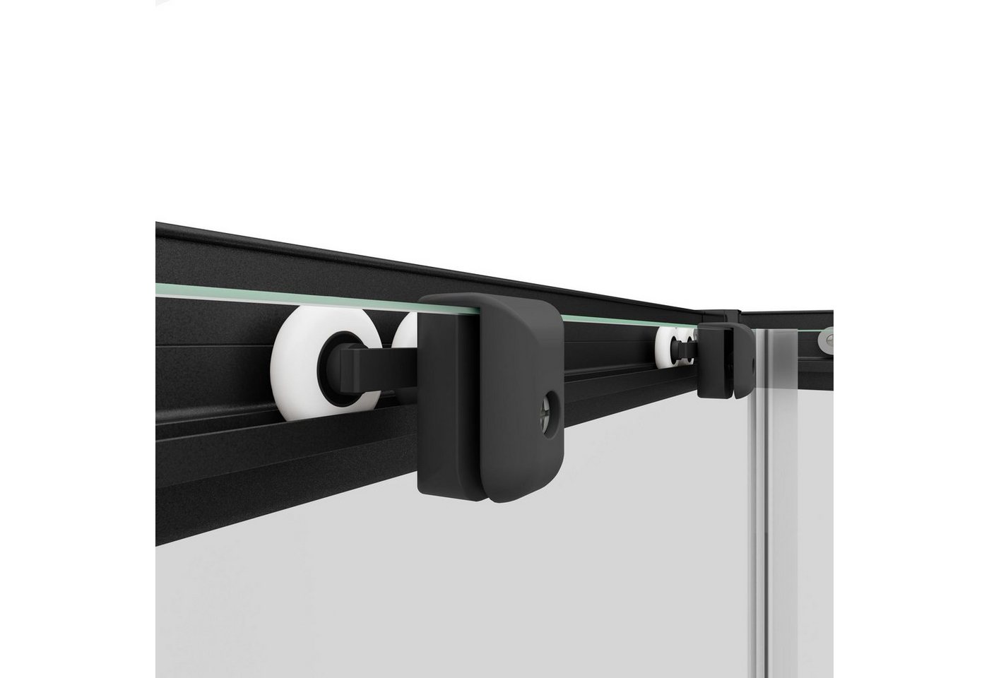 Schulte Eckdusche Corner, BxT: 80x80 cm, Sicherheitsglas, Eckeinstieg mit Schiebetüren, 180 cm hoch Klar Hell Profil Schwarz Bild 3