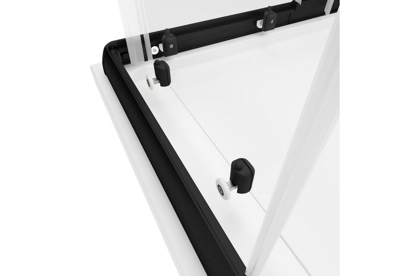 Schulte Eckdusche Corner, BxT: 80x80 cm, Sicherheitsglas, Eckeinstieg mit Schiebetüren, 180 cm hoch Klar Hell Profil Schwarz Bild 4