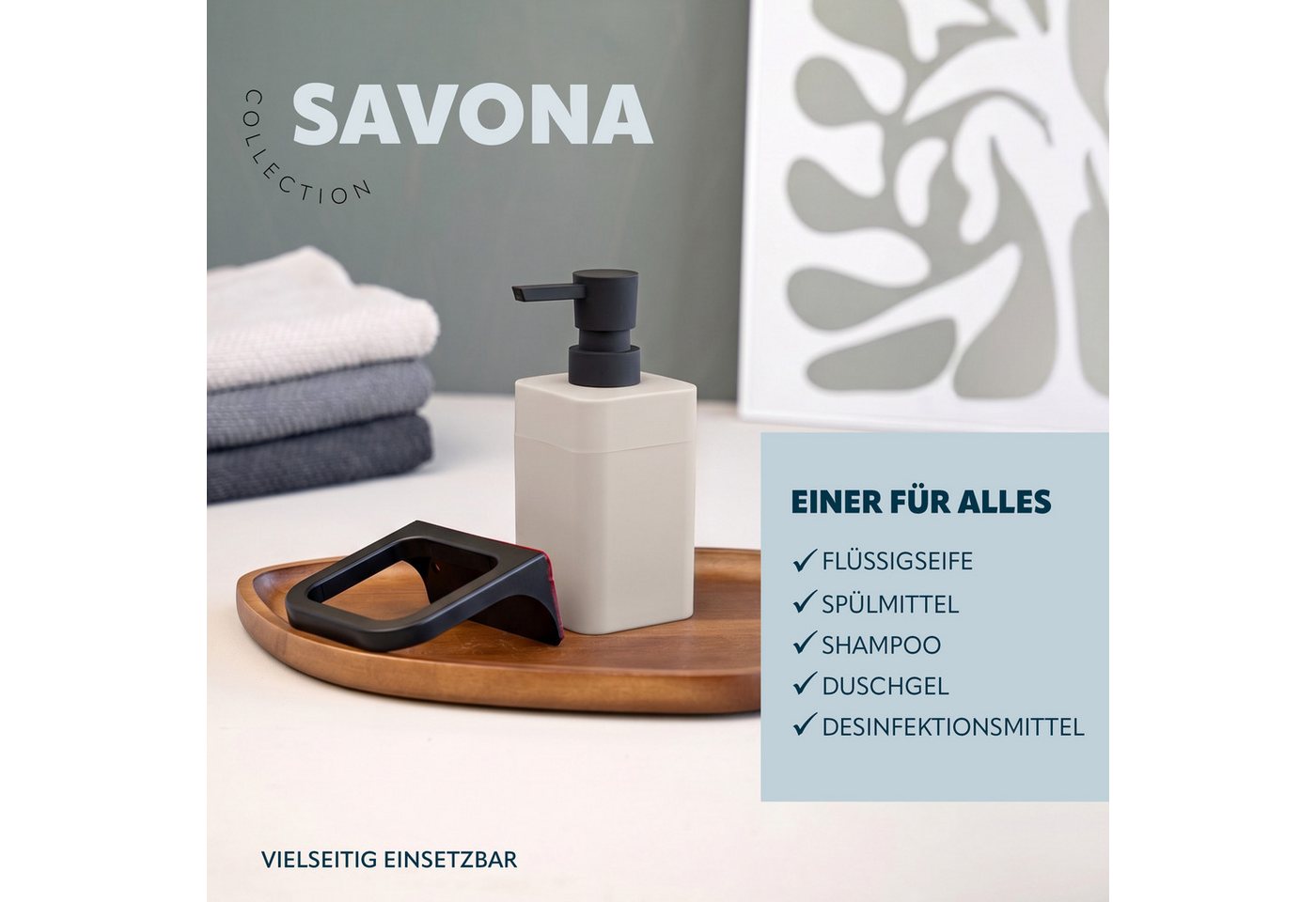 bremermann Seifenspender Bad-Serie SAVONA Softtouch inkl. Wandhalter, eckig Bild 2