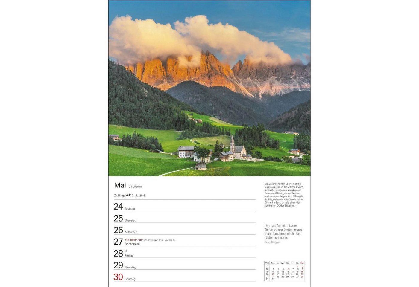 Harenberg Kalender Verlag Wandkalender Südtirol Wochenplaner 2027 - Eine Reise in 53 Bildern Bild 5