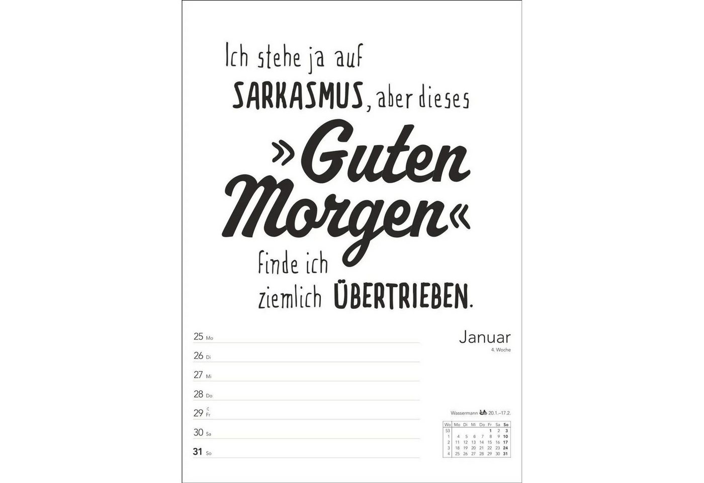 Harenberg Kalender Verlag Wandkalender Typo-Sprüche-Kalender s/w Wochenplaner 2027 - mit 53 witzigen Sprüchen Bild 2