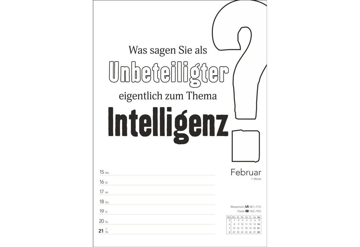 Harenberg Kalender Verlag Wandkalender Typo-Sprüche-Kalender s/w Wochenplaner 2027 - mit 53 witzigen Sprüchen Bild 5