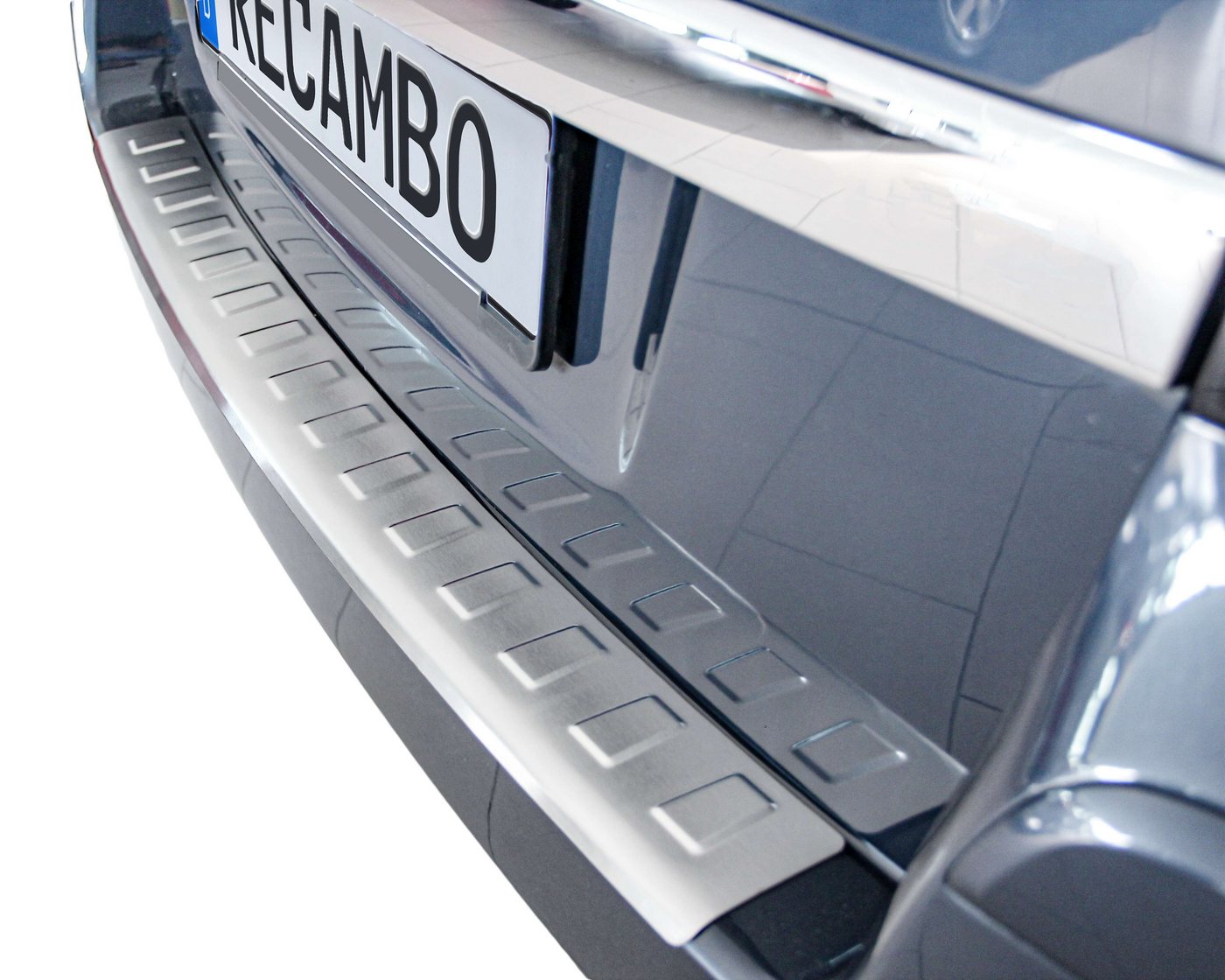 RECAMBO Ladekantenschutz für OPEL ZAFIRA B, 2005-2014 Stoßstangenschutz, V2A rostfrei, Exklusive Optik, praktischer Schutz & perfekte Passform