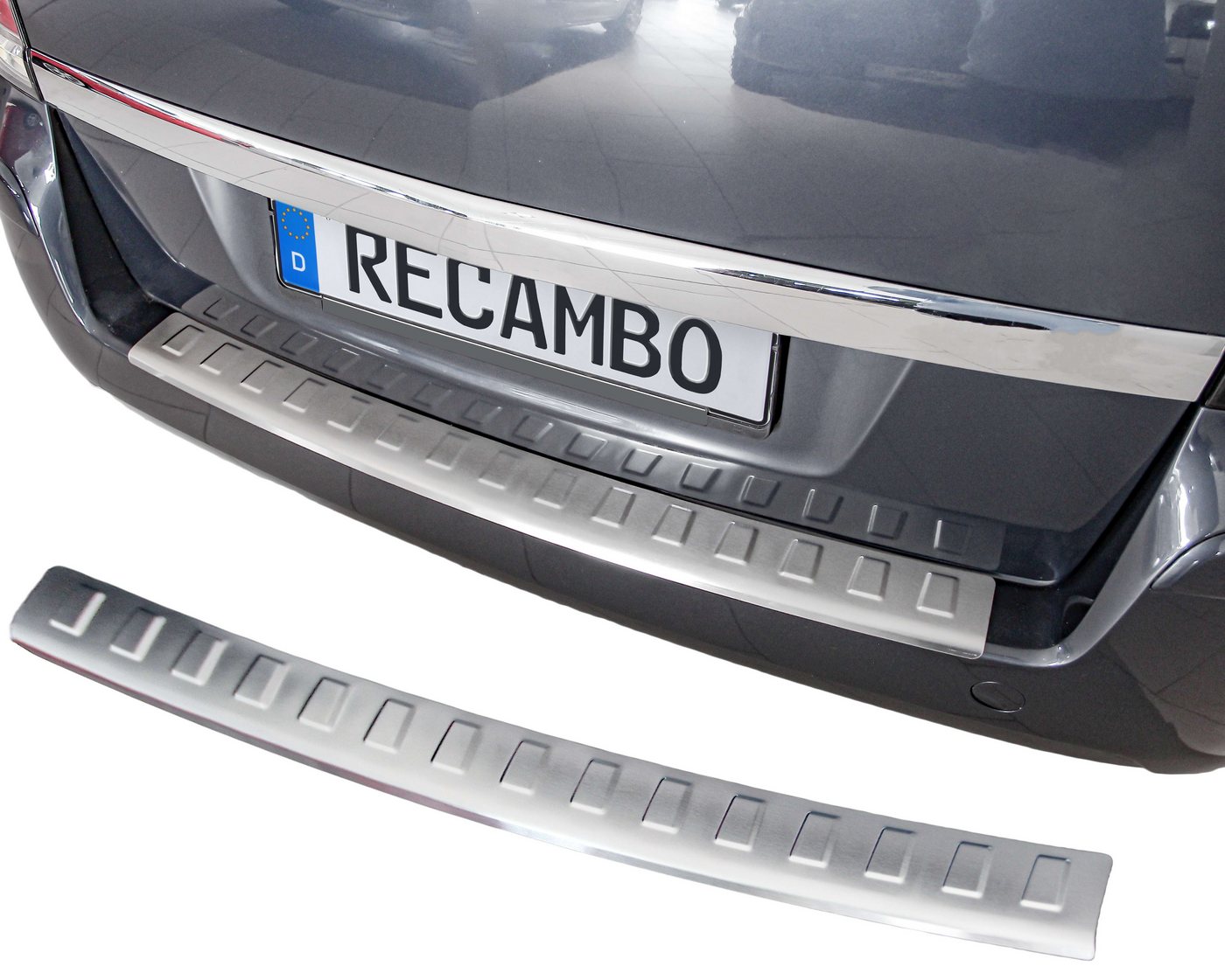 RECAMBO Ladekantenschutz für OPEL ZAFIRA B, 2005-2014 Stoßstangenschutz, V2A rostfrei, Exklusive Optik, praktischer Schutz & perfekte Passform Bild 3