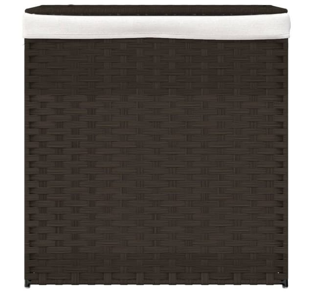 vidaXL Wäschekorb mit 2 Fächern Dunkelbraun 53x35x57 cm Poly Rattan 372035