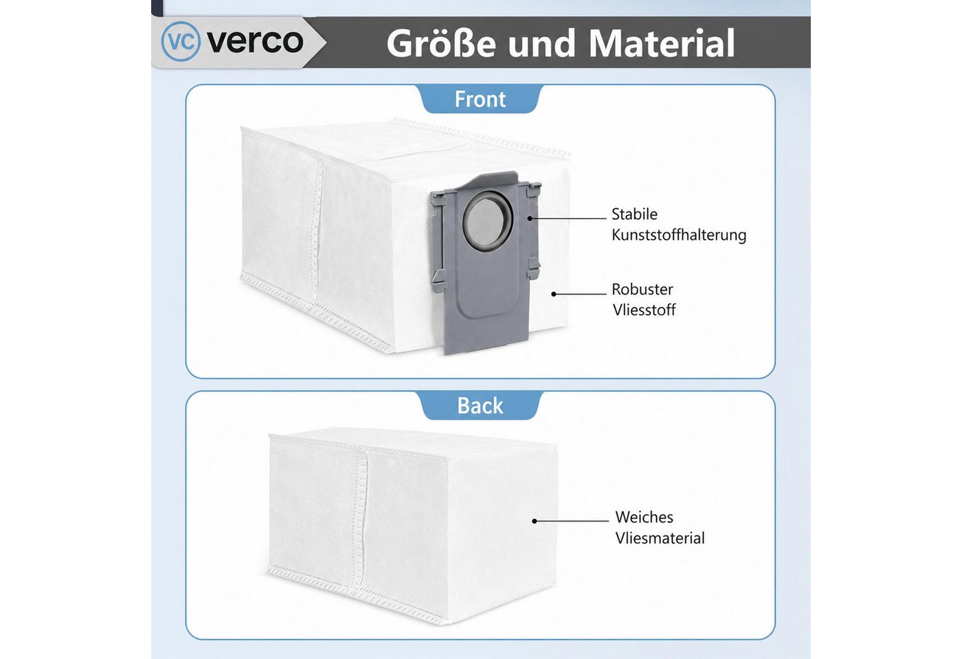 VERCO Staubsaugerbeutel Staubbeutel für Roborock S8 / S8 Plus, passend für Für Roborock, 10 St., Ersatz Staub Beutel für die Absaug Basis Station Bild 4