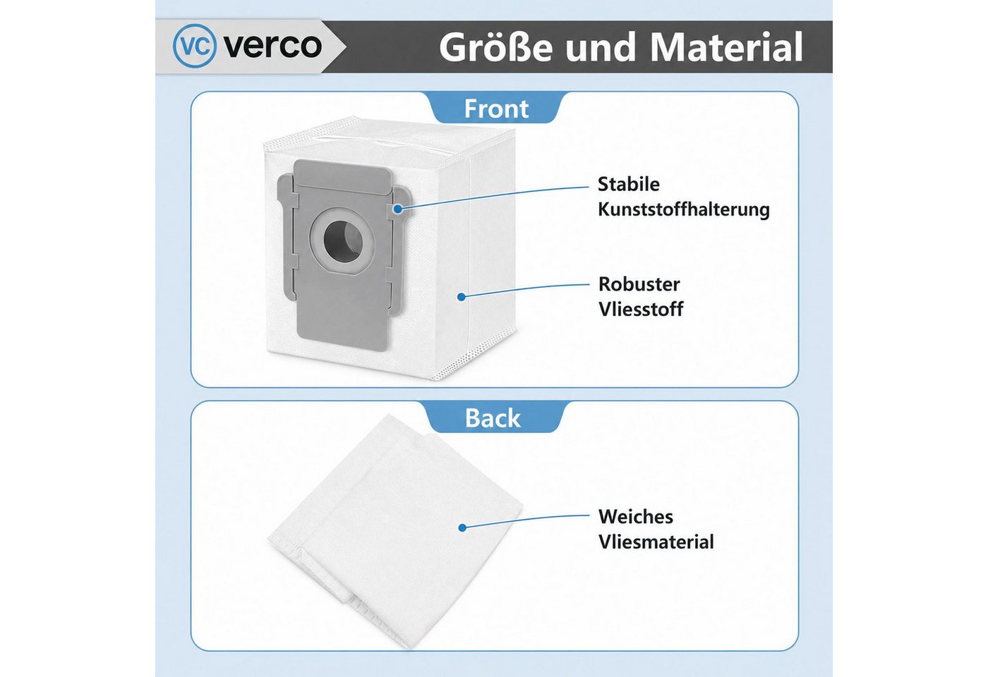 VERCO Staubsaugerbeutel Staubbeutel für iRobot i7 / i7 Plus, passend für Für iRobot, 10 St., Ersatz Staub Beutel für die Absaug Basis Station