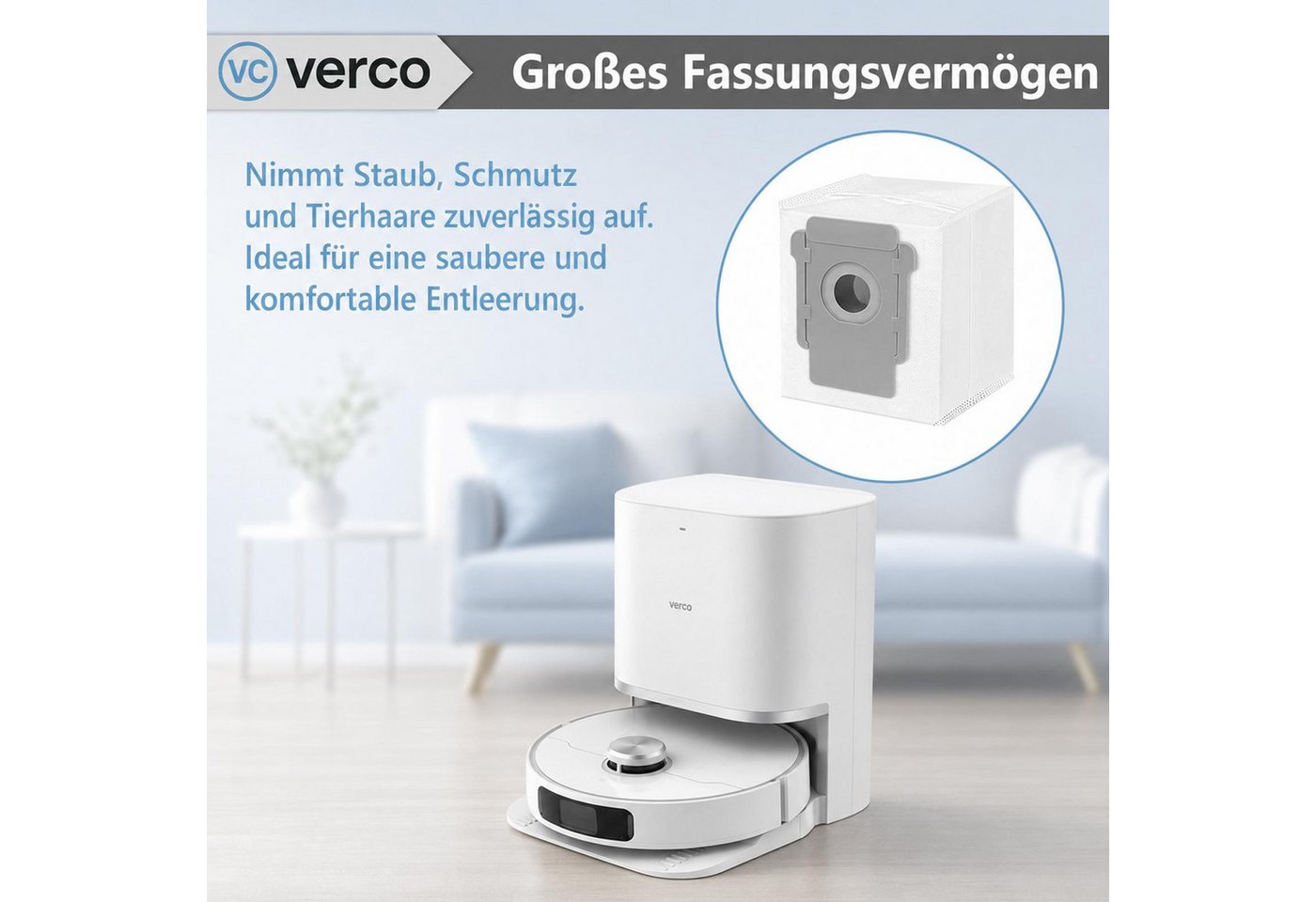 VERCO Staubsaugerbeutel Staubbeutel für iRobot i7 / i7 Plus, passend für Für iRobot, 10 St., Ersatz Staub Beutel für die Absaug Basis Station Bild 4