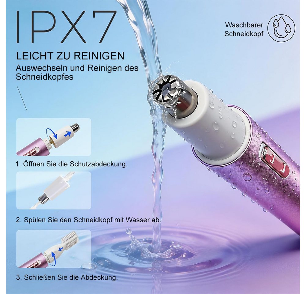 TUWENA Nasenhaartrimmer Nasenhaartrimmer, LED Display Eyebrow & Nose Hair Trimmer Clipper, Rechargeable 2 in 1 Painless Ear & Facial Hair Trimmer with Dual-Edge Bild 3