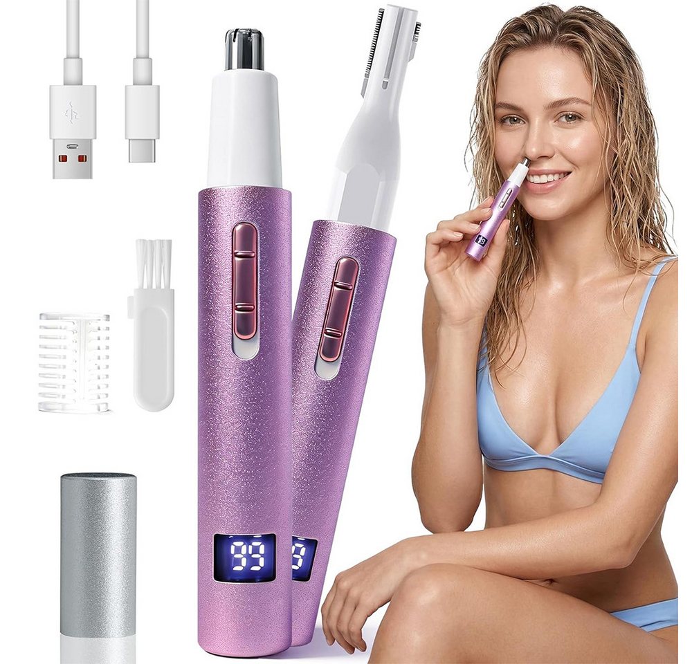 TUWENA Nasenhaartrimmer Nasenhaartrimmer, LED Display Eyebrow & Nose Hair Trimmer Clipper, Rechargeable 2 in 1 Painless Ear & Facial Hair Trimmer with Dual-Edge Bild 4