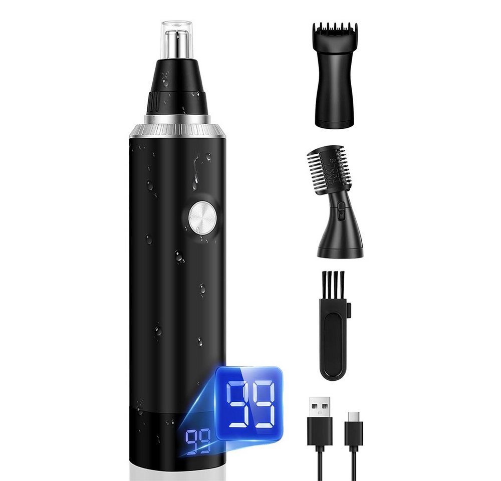 TUWENA Nasen- und Ohrhaartrimmer Nasenhaartrimmer Herren, 3 in 1 Nasentrimmer, Nasenhaarschneider, USB Wiederaufladbar Ohrhaartrimmer Schmerzloser Nasenhaarentferner