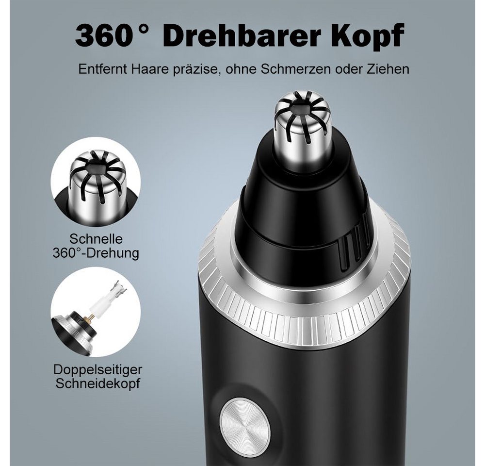 TUWENA Nasen- und Ohrhaartrimmer Nasenhaartrimmer Herren, 3 in 1 Nasentrimmer, Nasenhaarschneider, USB Wiederaufladbar Ohrhaartrimmer Schmerzloser Nasenhaarentferner Bild 2