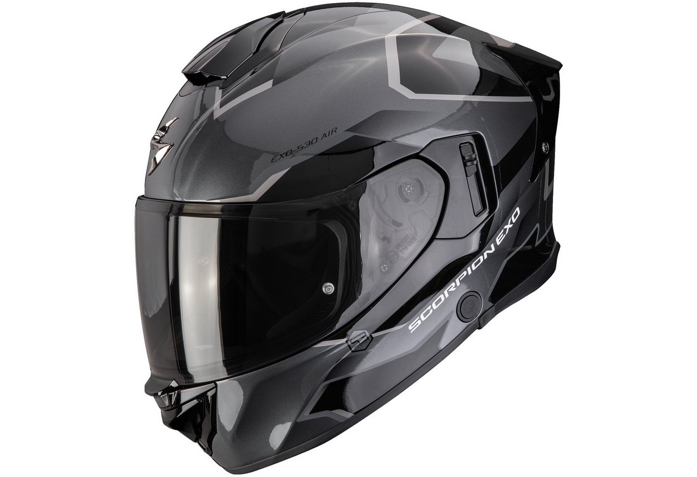 Scorpion Exo Motorradhelm Scorpion EXO-530 Air Clip Integralhelm Silber / Schwarz 3XL (1er Set), integralhelm motorrad