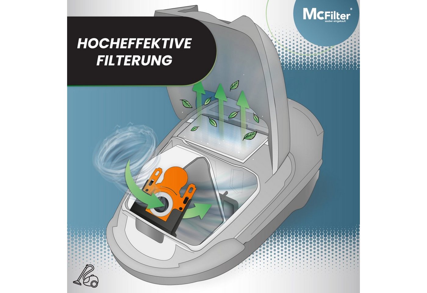 McFilter Staubsaugerbeutel (30 Stück) Alternative für Swirl S 67, passend für Siemens Bosch Staubsauger, 5-lagig, 30 St., inkl. Mikrofilter, Optimal in Funktion, Kunststoffdeckscheibe Bild 2