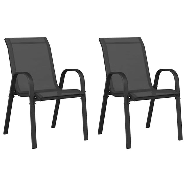 vidaXL Stapelbare Gartenstühle 2 Stk Schwarz Textilene 318777