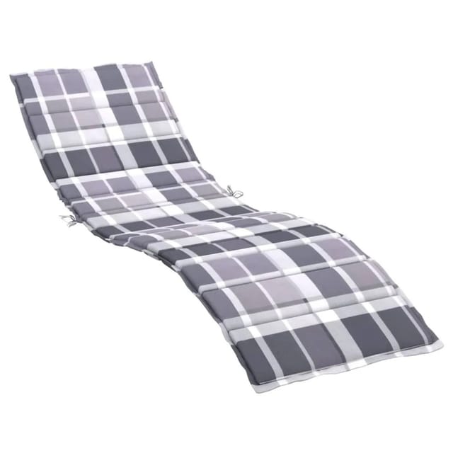 vidaXL Sonnenliegen-Auflage Grau Karomuster 200x50x3 cm Oxford-Gewebe 314202
