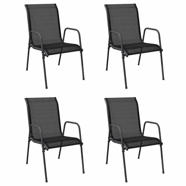 vidaXL Gartenstühle 4 Stk Stahl und Textilene Schwarz 316818
