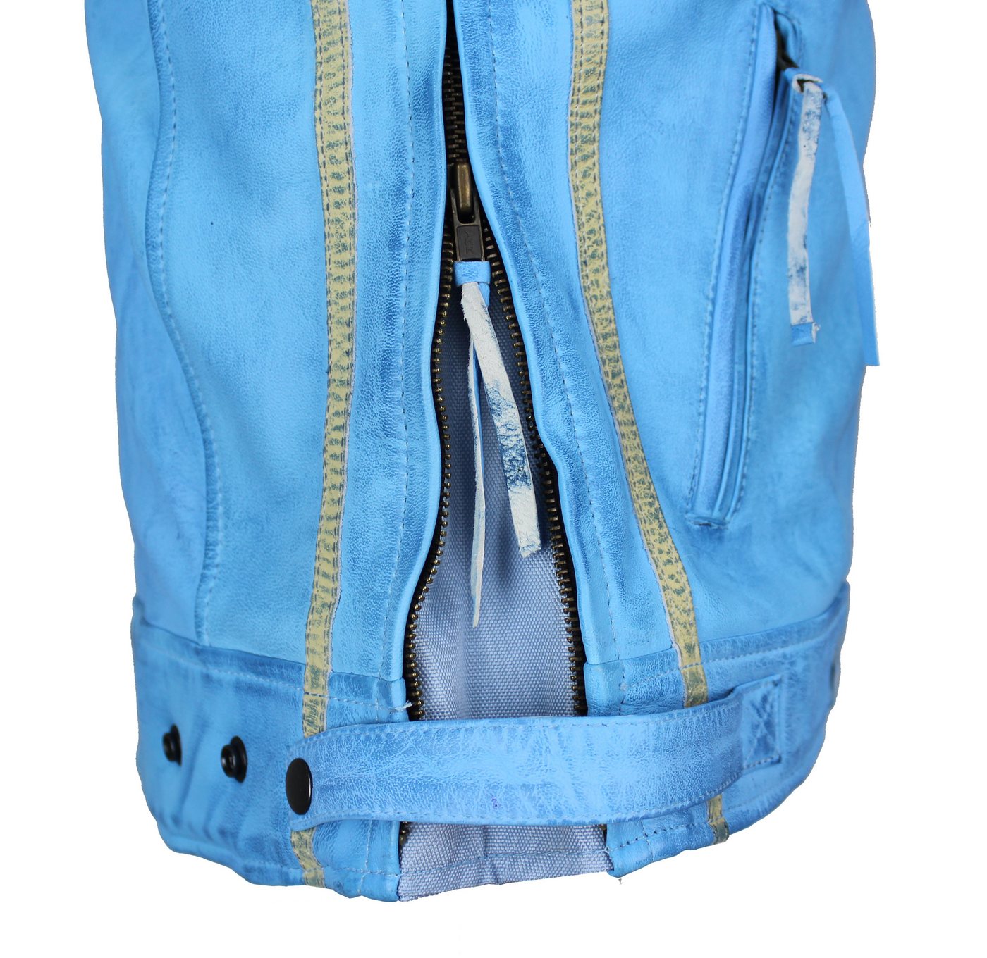Alpha Speeds Motorradjacke Herren Leder Jacke Biker Freizeit Highway Jacke Blau (Trennbare Innenjacke + Kapuze) aus weichem Lammleder, mit herausnehmbare Protektoren Bild 3
