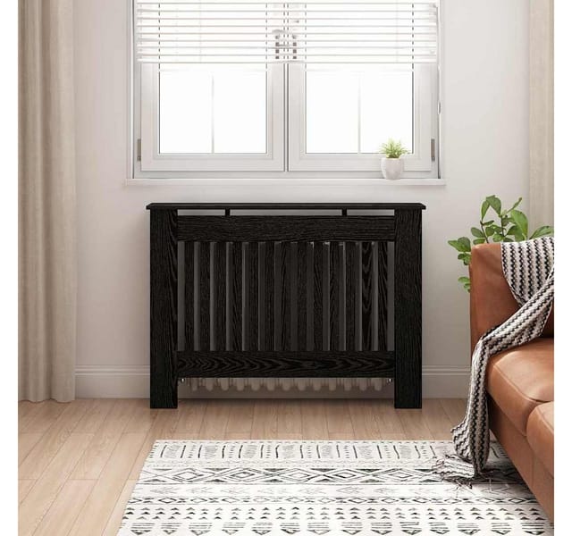 vidaXL Heizkörperabdeckung Schwarz Eichen-Optik 112 x 19 x 81,5 cm 884113