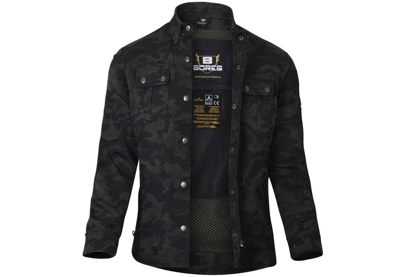 Bores Motorradjacke Bores Militaryjack Jacken-Hemd camouflage schwarz Damen motorradjacke für damen