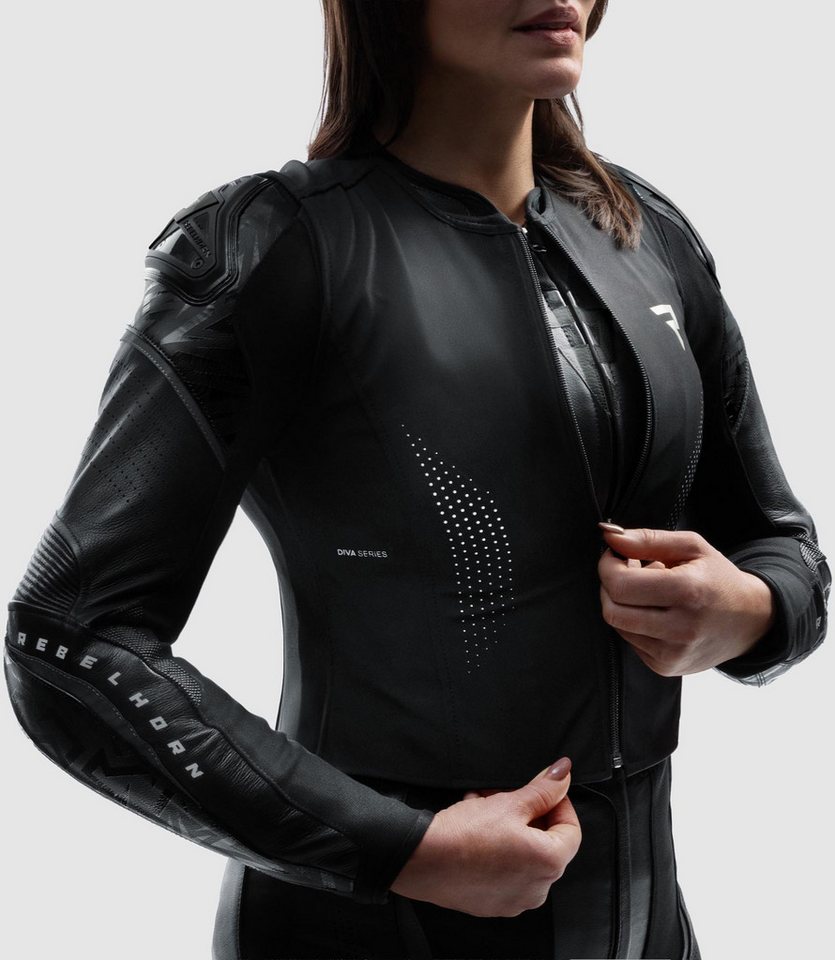 Rebelhorn Motorradjacke Diva RS Damen Motorrad Lederjacke Rückenprotektor enthalten,Verbindungsreißverschluss,Ellenbogenpro Bild 3
