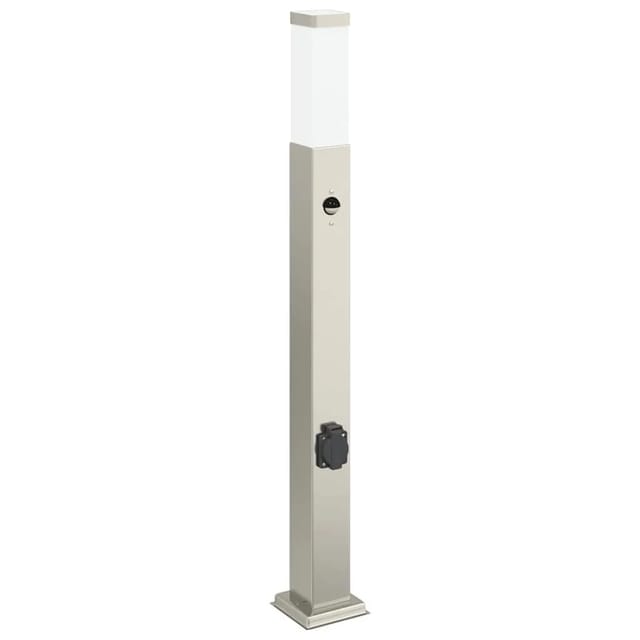 vidaXL Pollerleuchte mit Sensor&Steckdose 80 cm Edelstahl IP44 4006067