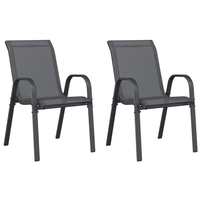 vidaXL Stapelbare Gartenstühle 2 Stk Grau Textilene 318778