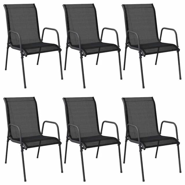 vidaXL Gartenstühle 6 Stk Stahl und Textilene Schwarz 316819