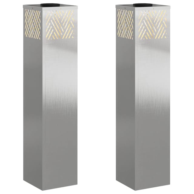 vidaXL Solar LED Weg Licht 2 Stk Silber Edelstahl 879734