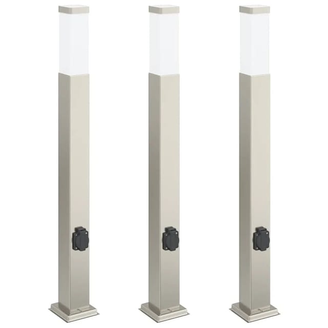 vidaXL Pollerleuchten mit Auslass 3 Stk 80 cm Edelstahl IP44 4006062