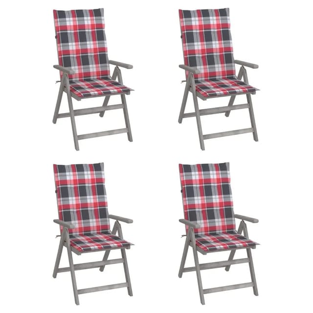 vidaXL Hochlehner Verstellbar 4 Stk mit Auflagen Massivholz Akazie 3065390