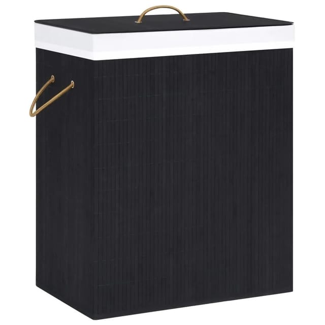 vidaXL Bambus-Wäschekorb mit 2 Fächern Schwarz 100 L 320746