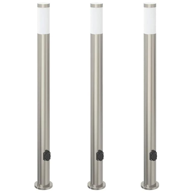 vidaXL Pollerleuchten mit Auslass 3er 110 cm Edelstahl IP44 4006016