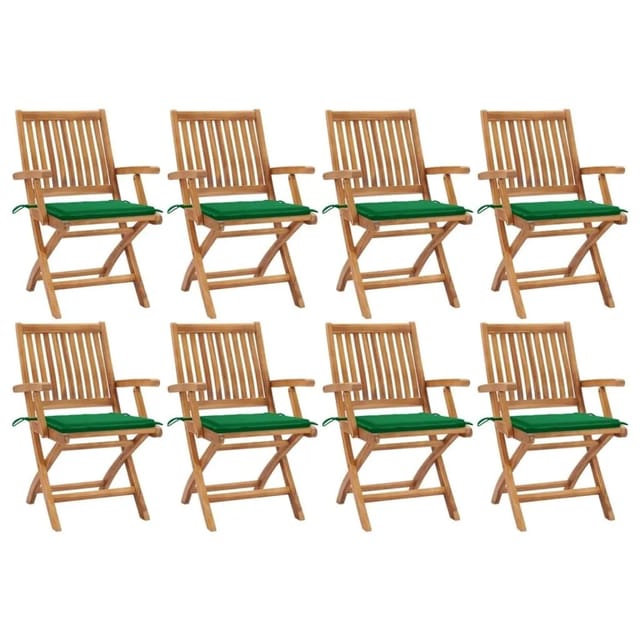 vidaXL Klappbare Gartenstühle mit Kissen 8 Stk Massivholz Teak 3072782
