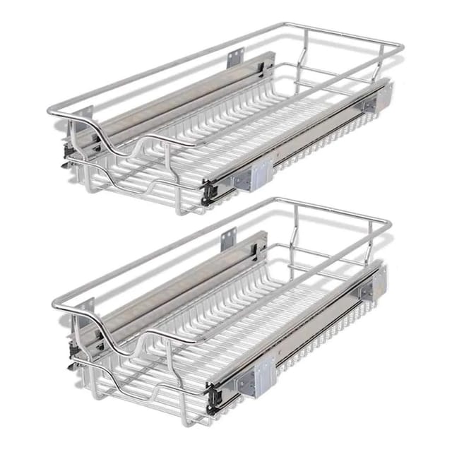 vidaXL Einbauschublade Korbauszug 2 Stk Silbern 300 mm 50478