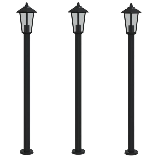 vidaXL Wegeleuchten 3 Stk Schwarz 120 cm Edelstahl 4006388