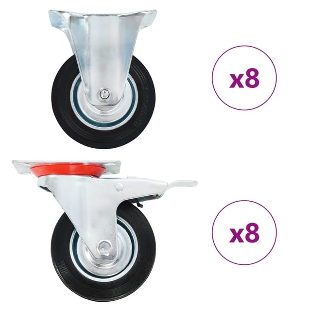 vidaXL 16 Stk Rollen 100 mm 278043