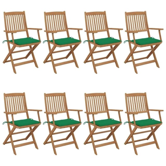 vidaXL Klappbare Gartenstühle 8 Stk mit Kissen Massivholz Akazie 3074972