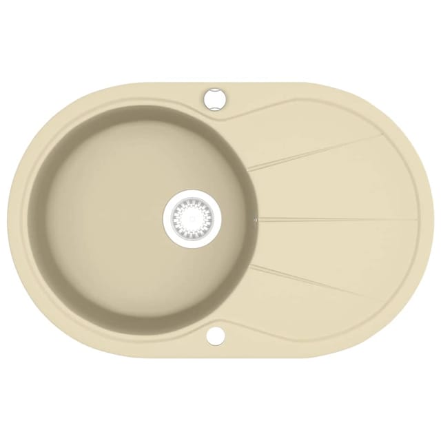 vidaXL Granitspüle Einzelbecken Oval Beige 144866